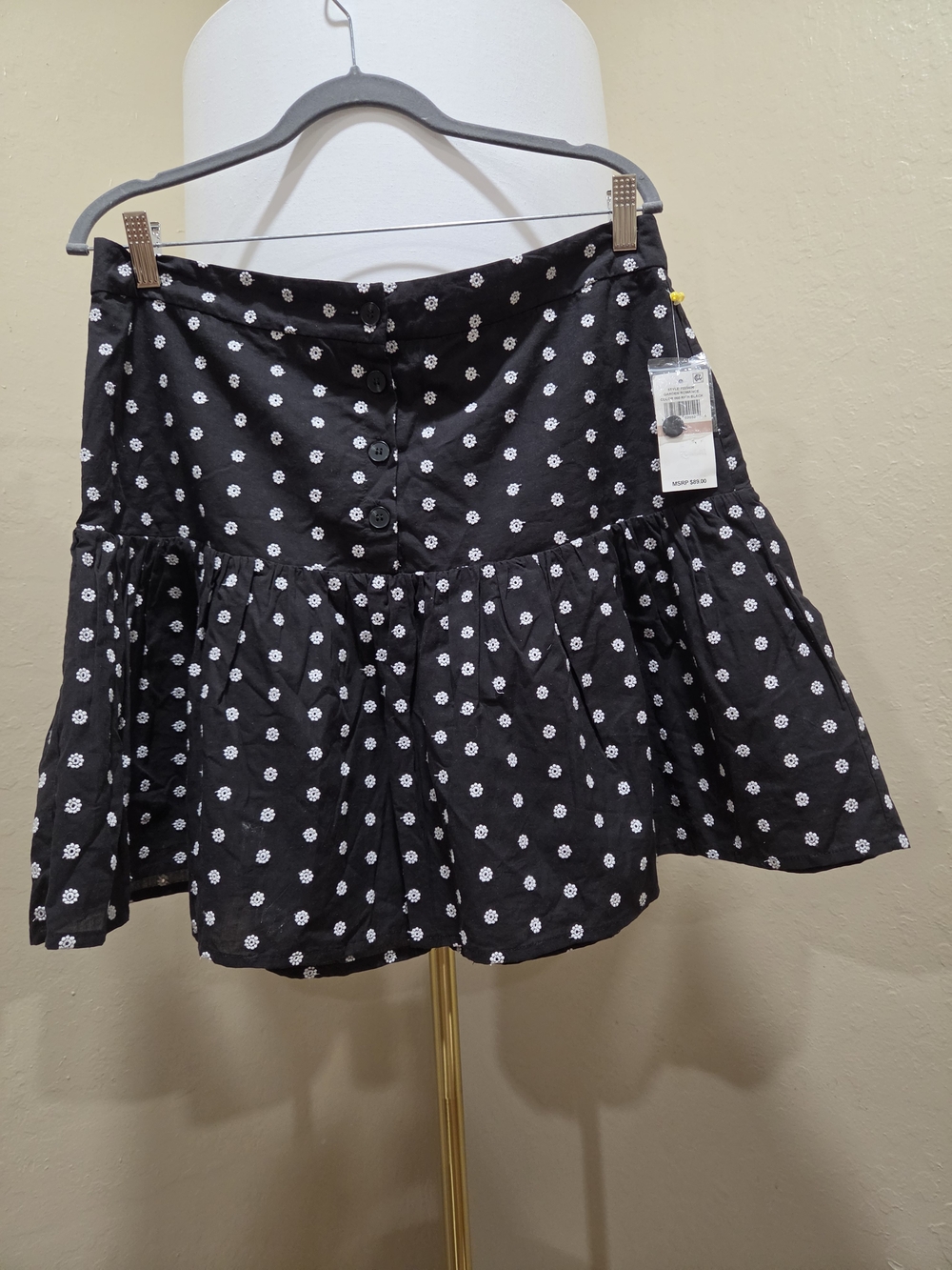 CeCe Black And White Eyelet Mini Skirt